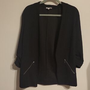 Maurices XXL Classic Black Blazer With Cinched Sleeves Zipper Pockets